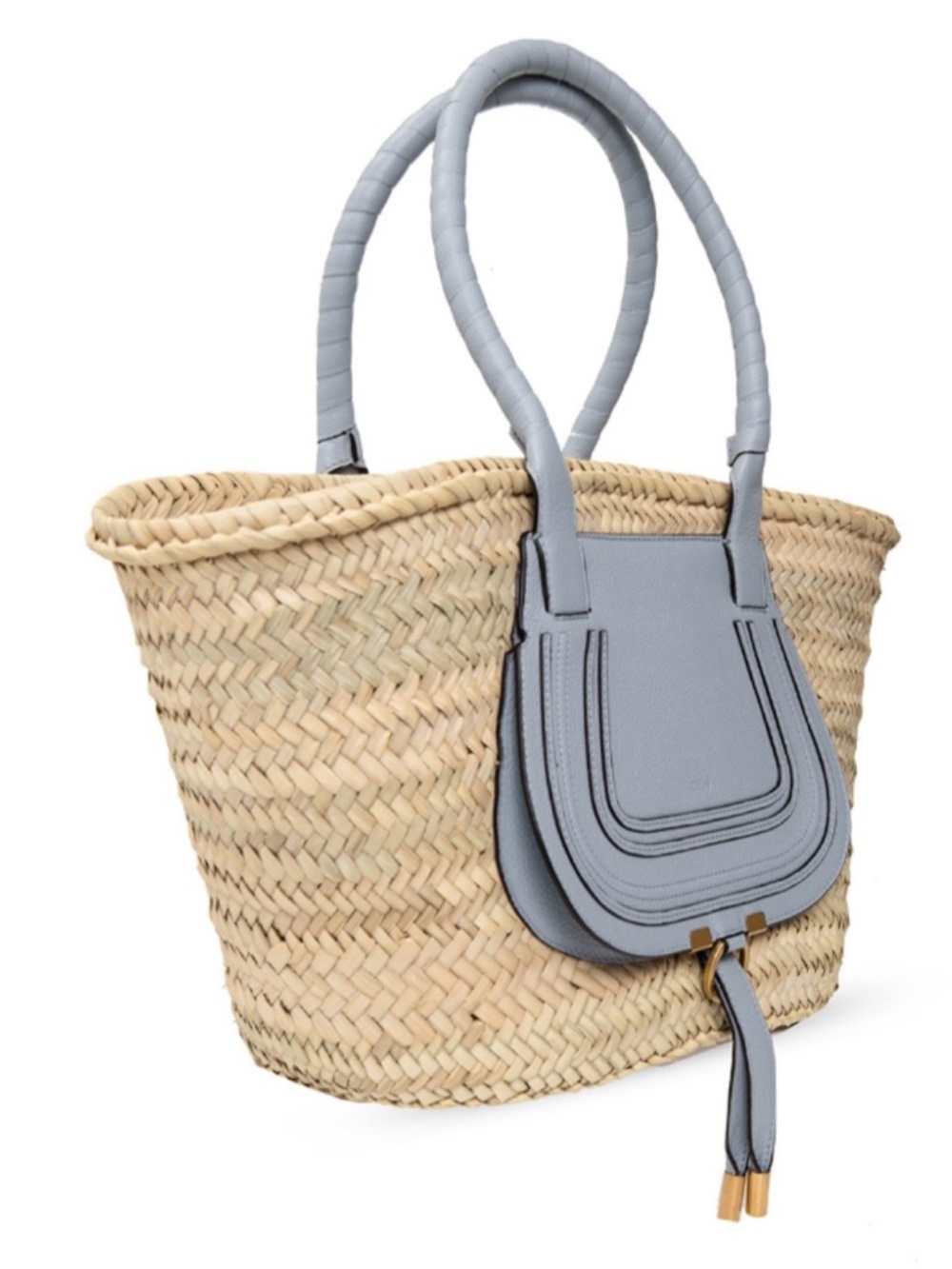 Chloë Marcie Straw Tote in Light Blue - Picture 2 of 4